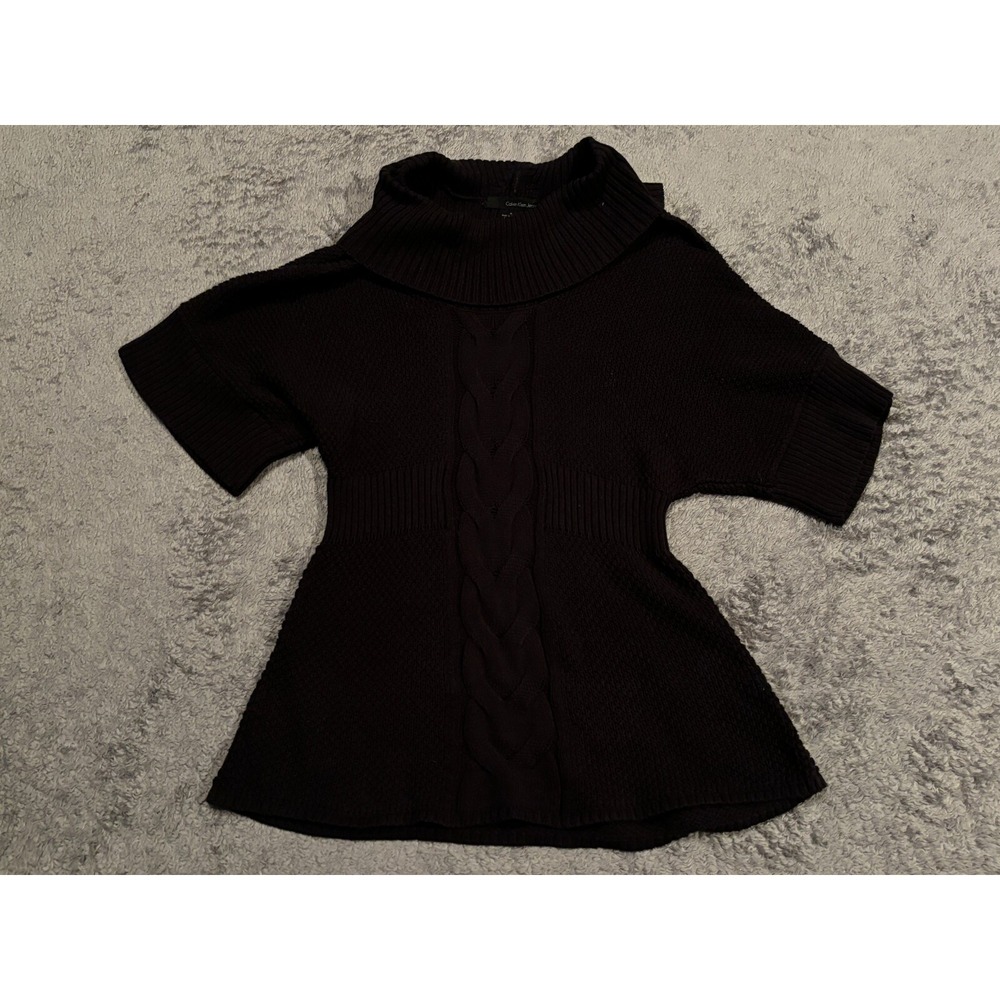 Calvin Klein Jeans Womens M Brown Cable Knit Cowl Neck Tunic Pullover Sweater